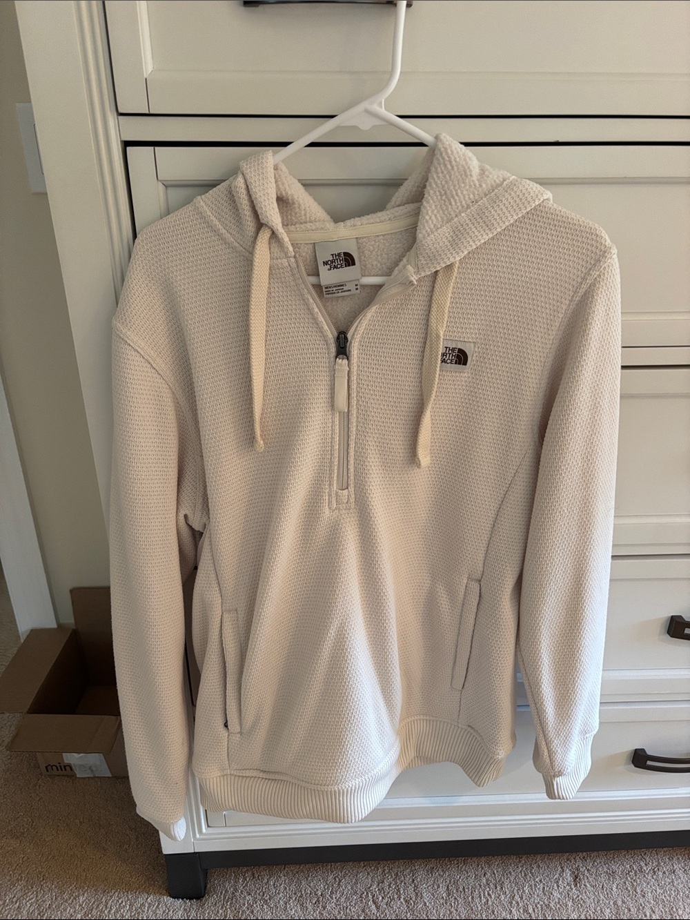 The North Face Men’s Cream Zip-Up Hooded Waffle Sweater
